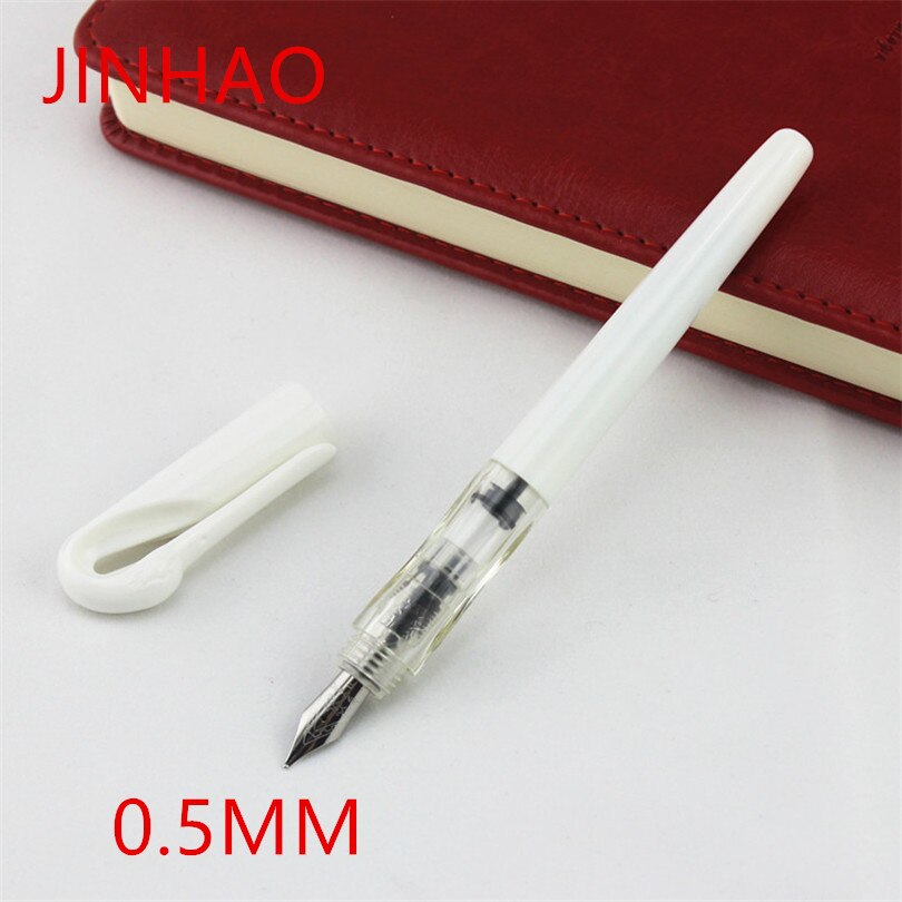 Jinhao fountain pen & 5 blue ink pluma estilografica de tinta pluma estilogr fica student plastic ink pen for writing: W