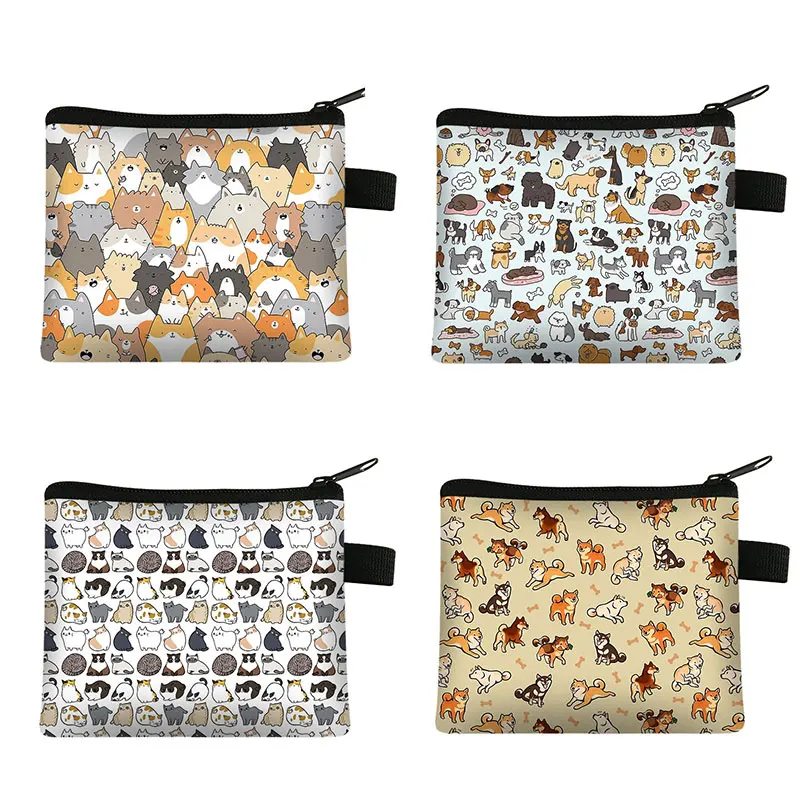 Simpatico gattino gatti/cuccioli stampa portamonete per adolescenti borse da scuola per bambini bambini donne per viaggio borsa portamonete d'argento portatile