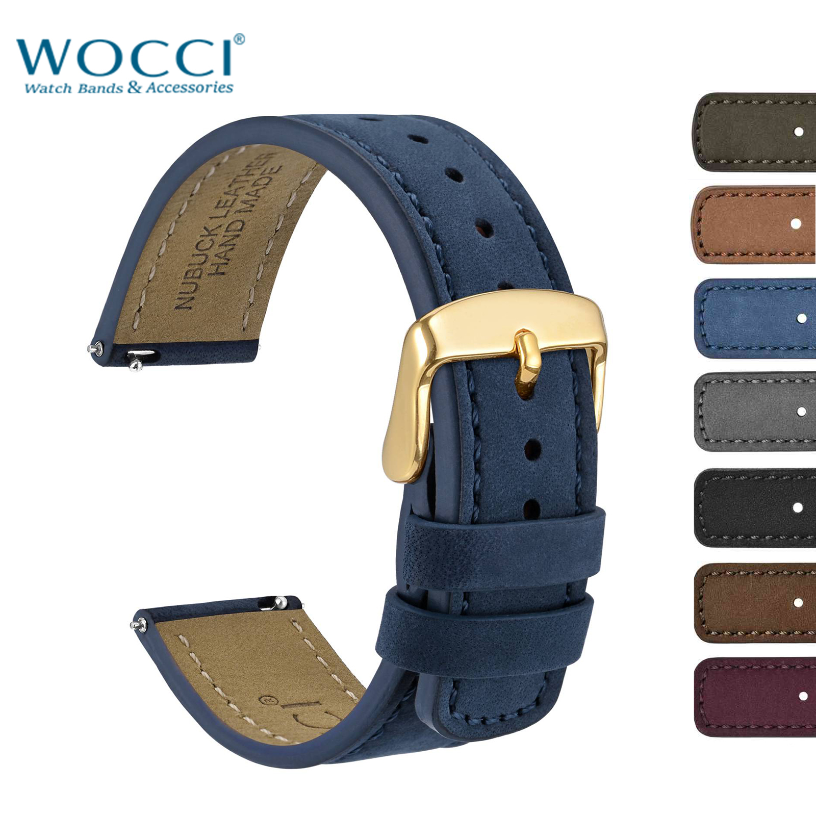 Bracelets De Montre En Cuir Nubuck Avec Boucle En Acier Inoxydable