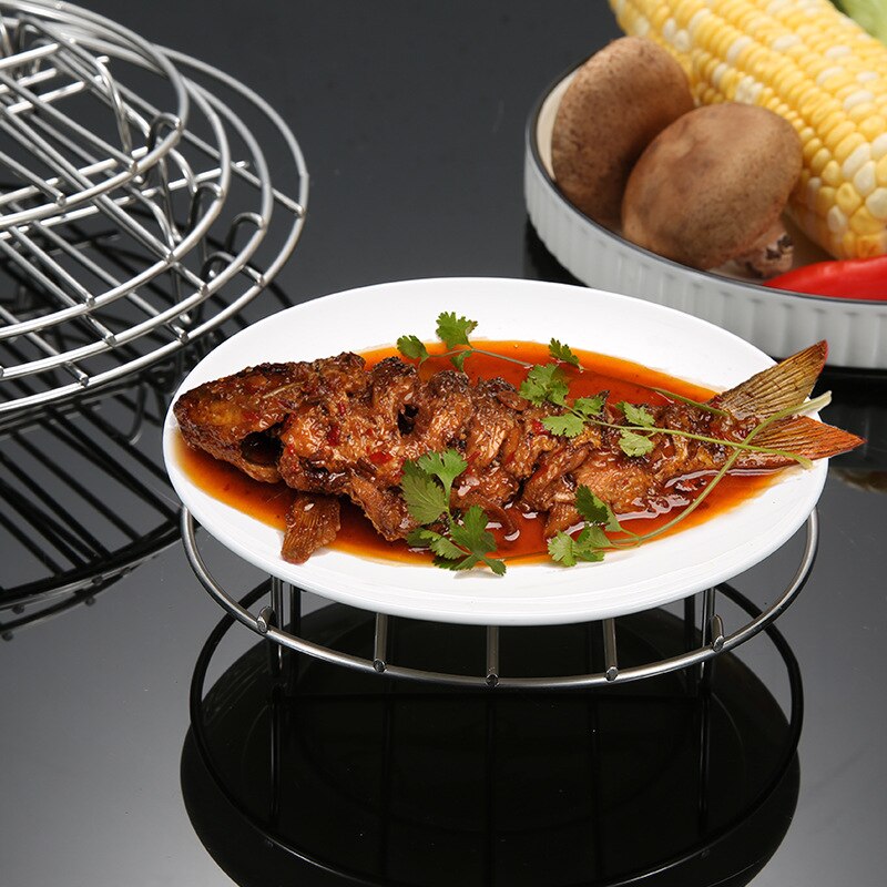 304 Stainless Steel Baking Cooking Steaming Racks Pot Steamers Air Fryer Round Steaming Tray Cooking Rack Kitchen Accessories