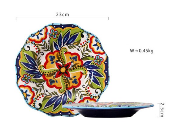 Antowall håndmalet keramisk tallerken restaurant flæset vestlig mad tallerken hjem underglasur spansk stil bordkrig: 9 tommer plade