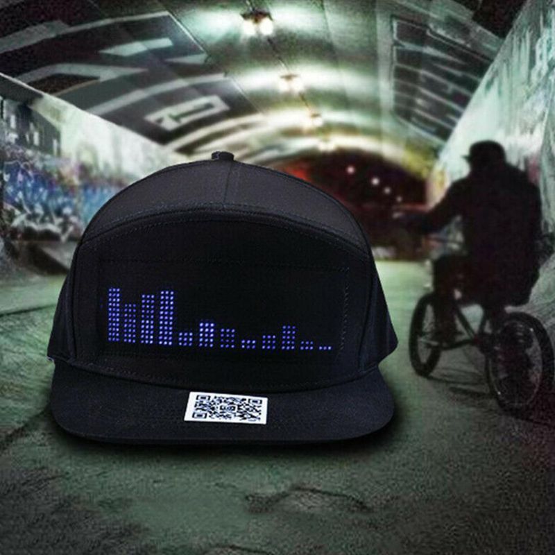 Mannen Vrouwen Bluetooth Led App Controlled Baseball Hoed Bericht Display Hip Hop Cap