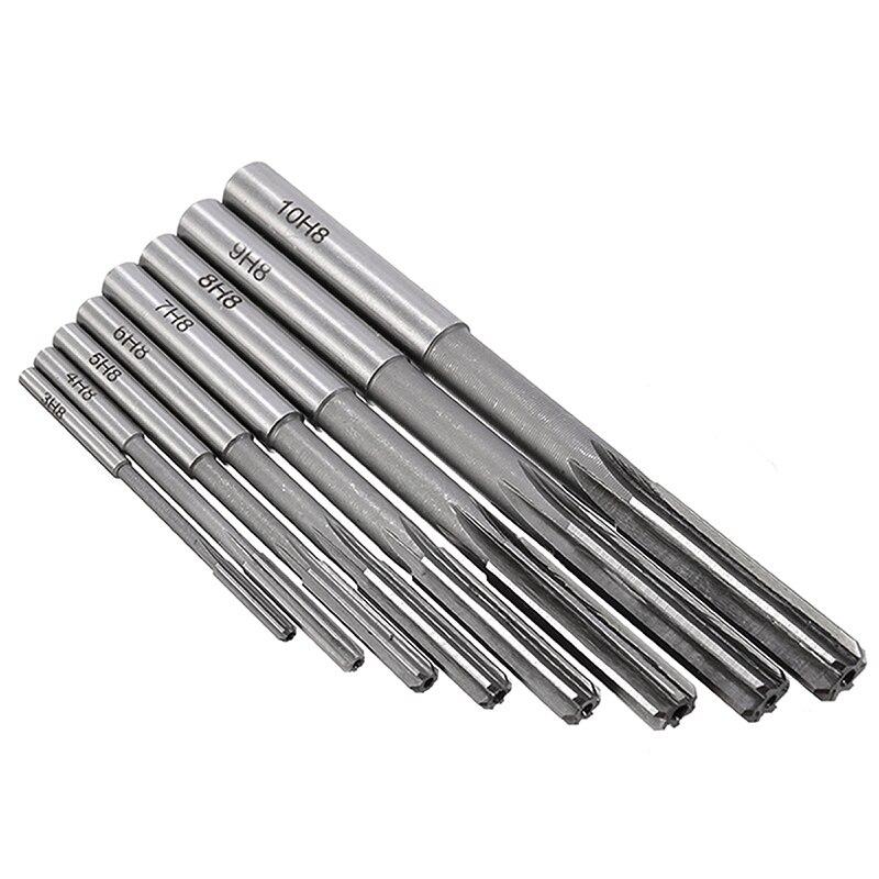 8pcs Mayitr Hand Reamer 3/4/5/6/7/8/9/10mm Straight Shank H8 HSS Chucking Reamers Set Milling Cutter Tool For Bore Machining