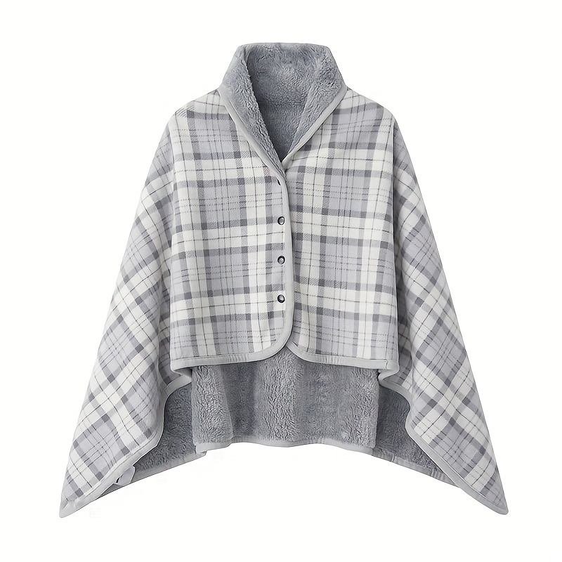1pc Wearable Blankets Shawl Blanket Flannel Lazy Casual Office Blanket: Blue