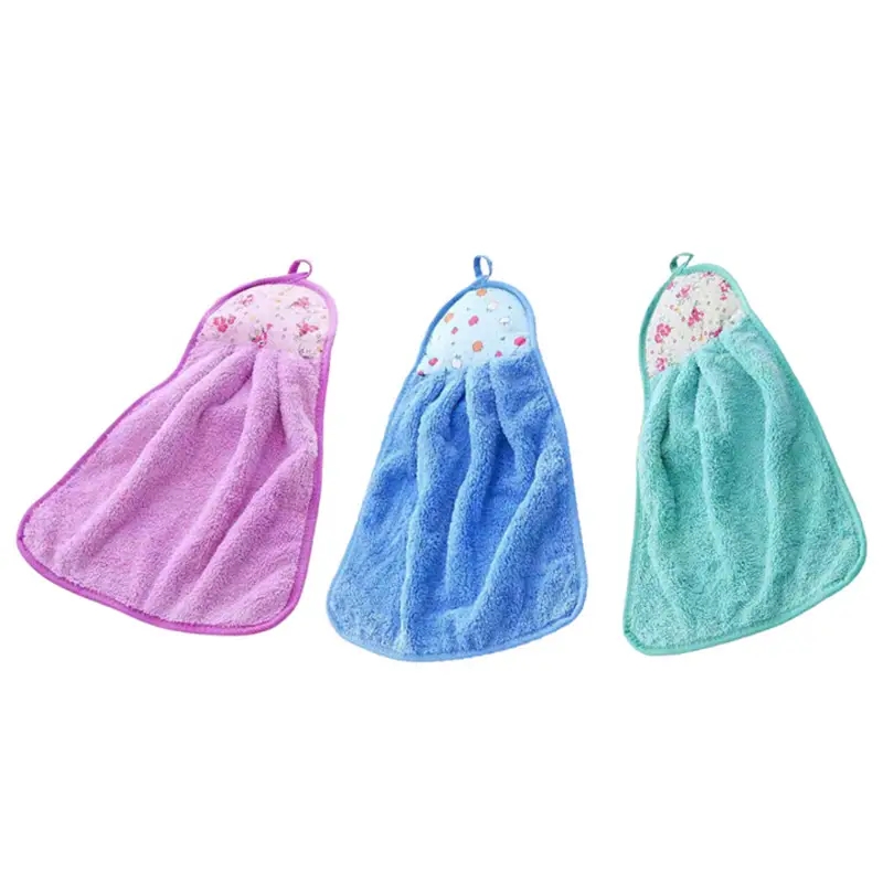Toalla para la yema del dedo de lana Coral, toalla colgante para limpiar las manos, paños para lavar platos domésticos para el baño, suministros de baño, 3 uds.