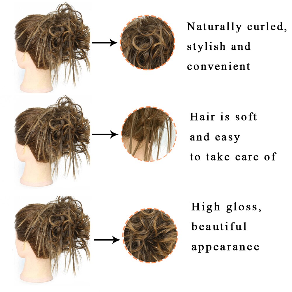 Werd Rommelig Haar Ring Fiber Synthetische Hittebestendige Pruik Broodje Krullend Elastische Haarband Dames Mode Haar Ring Natuurlijke Pruik