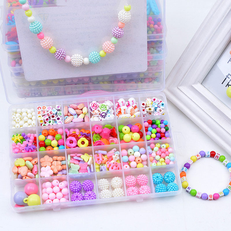 Zestaw do tworzenia bransoletki z koralików zabawki dla dzieci DIY 24 siatki ręcznie robione puzzle koraliki dla dziewczynek zestaw dziewczyny zabawki dla 3 5 7 9 11: K