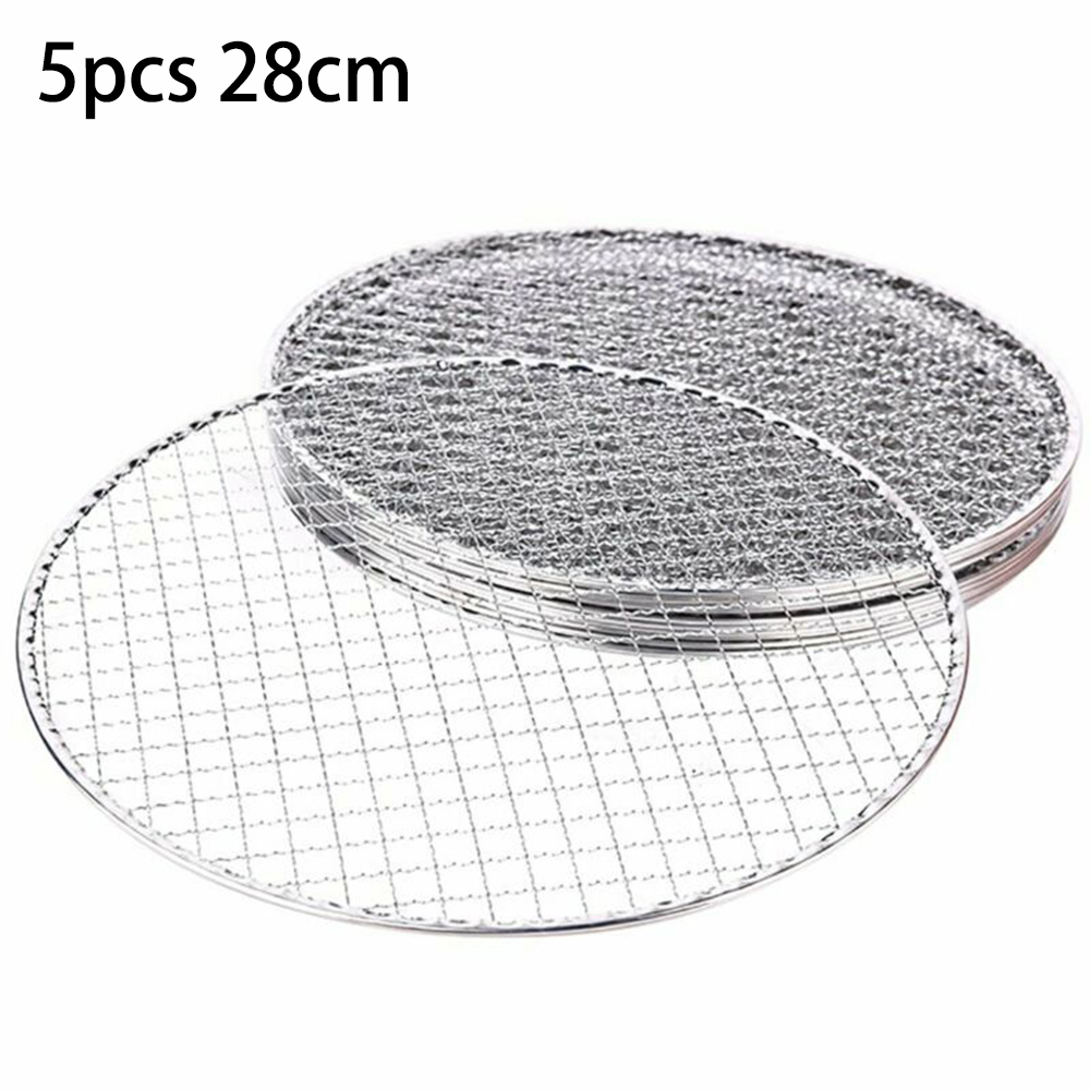 5 stücke Grill Racks Runde Einweg Draht Net Grill Racks Eisen Braten Rost Kochen Grill BBQ 25CM 28CM 33CM Kochen Net Werkzeug: Black