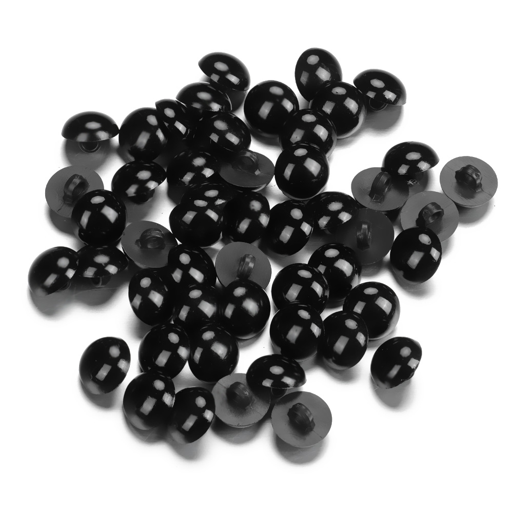 Ojos sólidos de plástico negro para muñeca de oso, marioneta de felpa, juguete, nariz, Animal, botón de costura, accesorios, 50 piezas