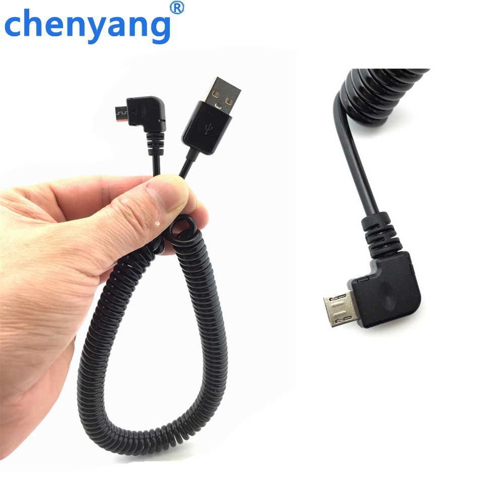 50cm/200cm 90 degree right elbow Spring Coiled USB 2.0 Male to Micro USB Data Sync Charger Cable for Android mobile phones