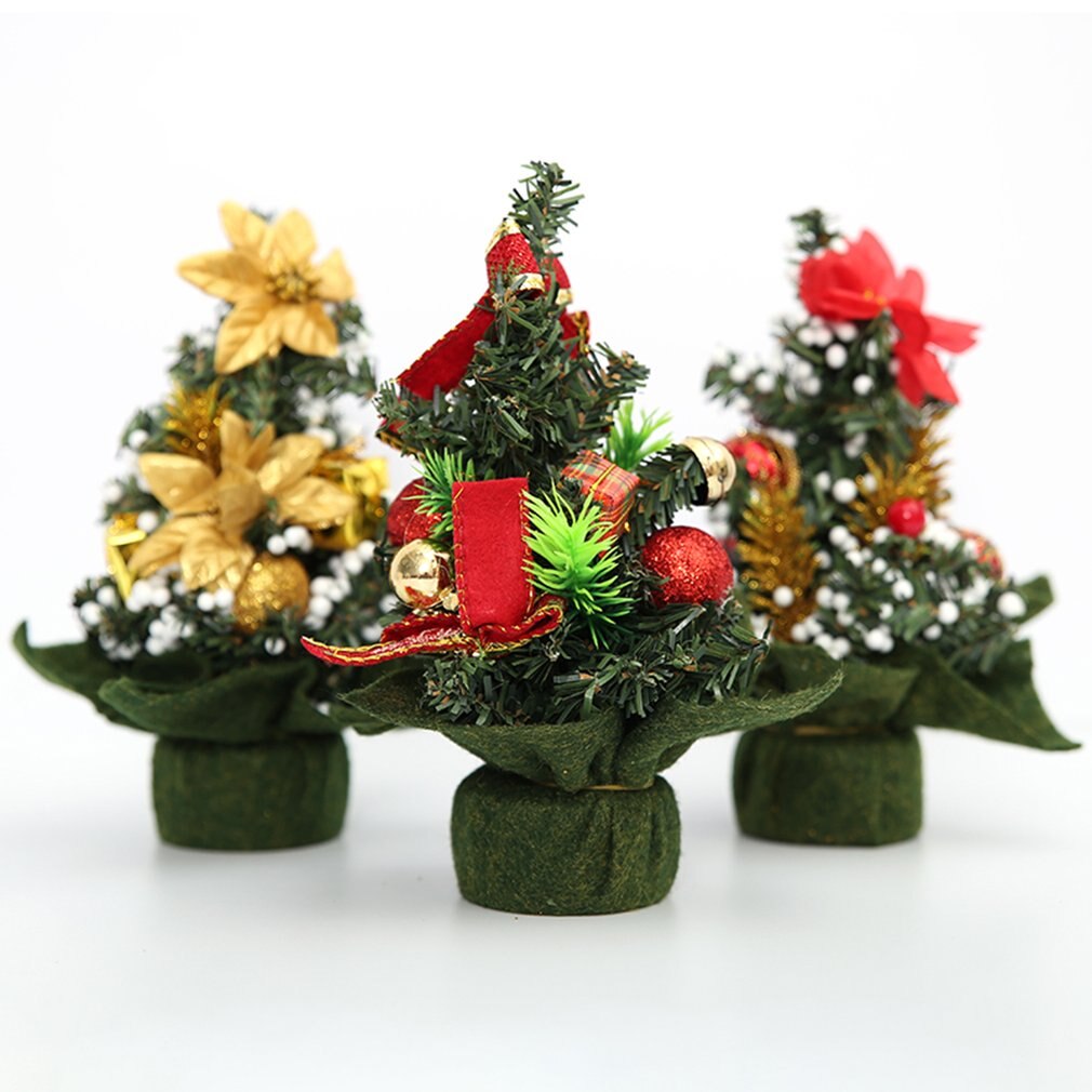 Mini Artificial Christmas Tree Indoors Decorations Small Pine Tree Year Festival Party Ormament Decorations