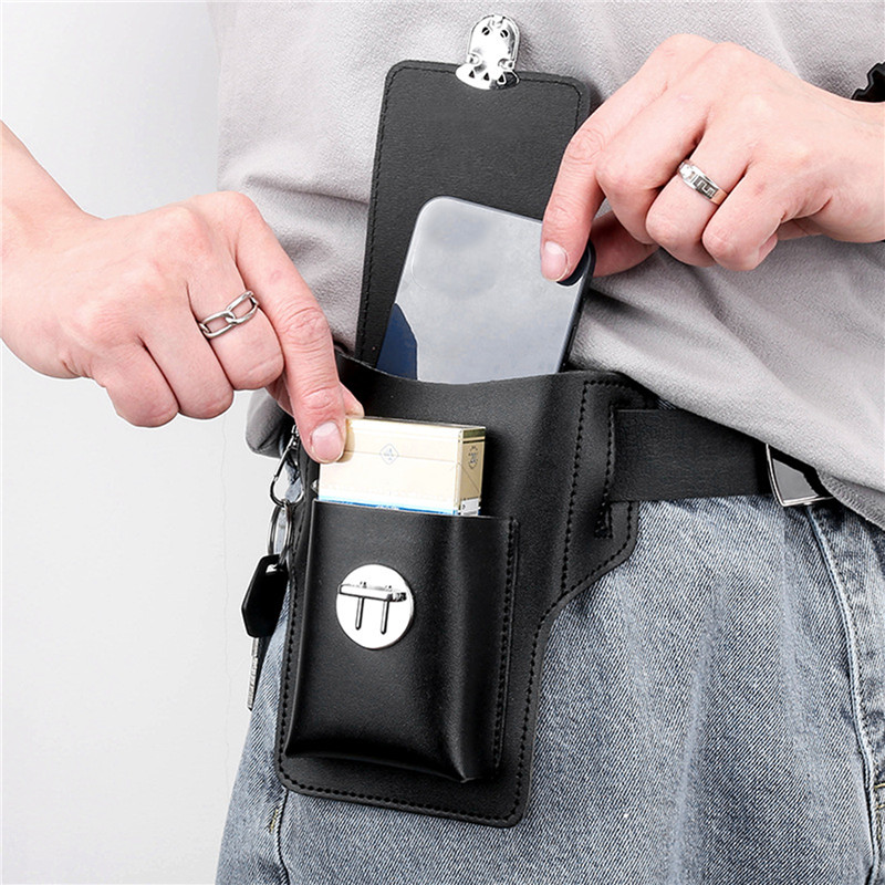 Sac De Ceinture En Cuir Véritable Pour Téléphone Portable - Multifonction (portefeuille, Clés) - Taille ~17 Cm - 10