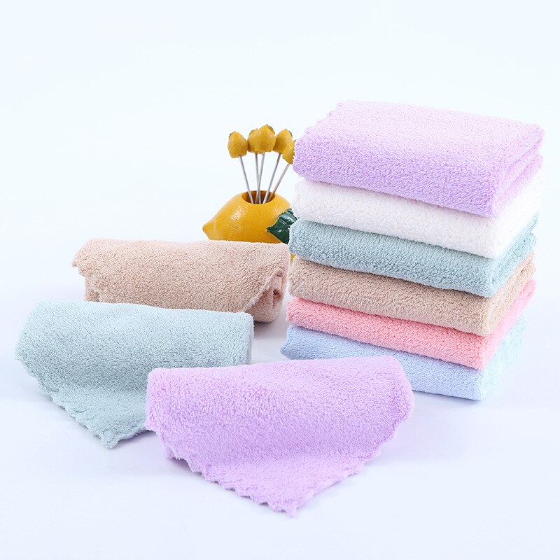 1PC Coral Fleece Square Scarf Thicken Soft And Absorbent Hand Towel Kitchen Car Wipe Towel Small Rag