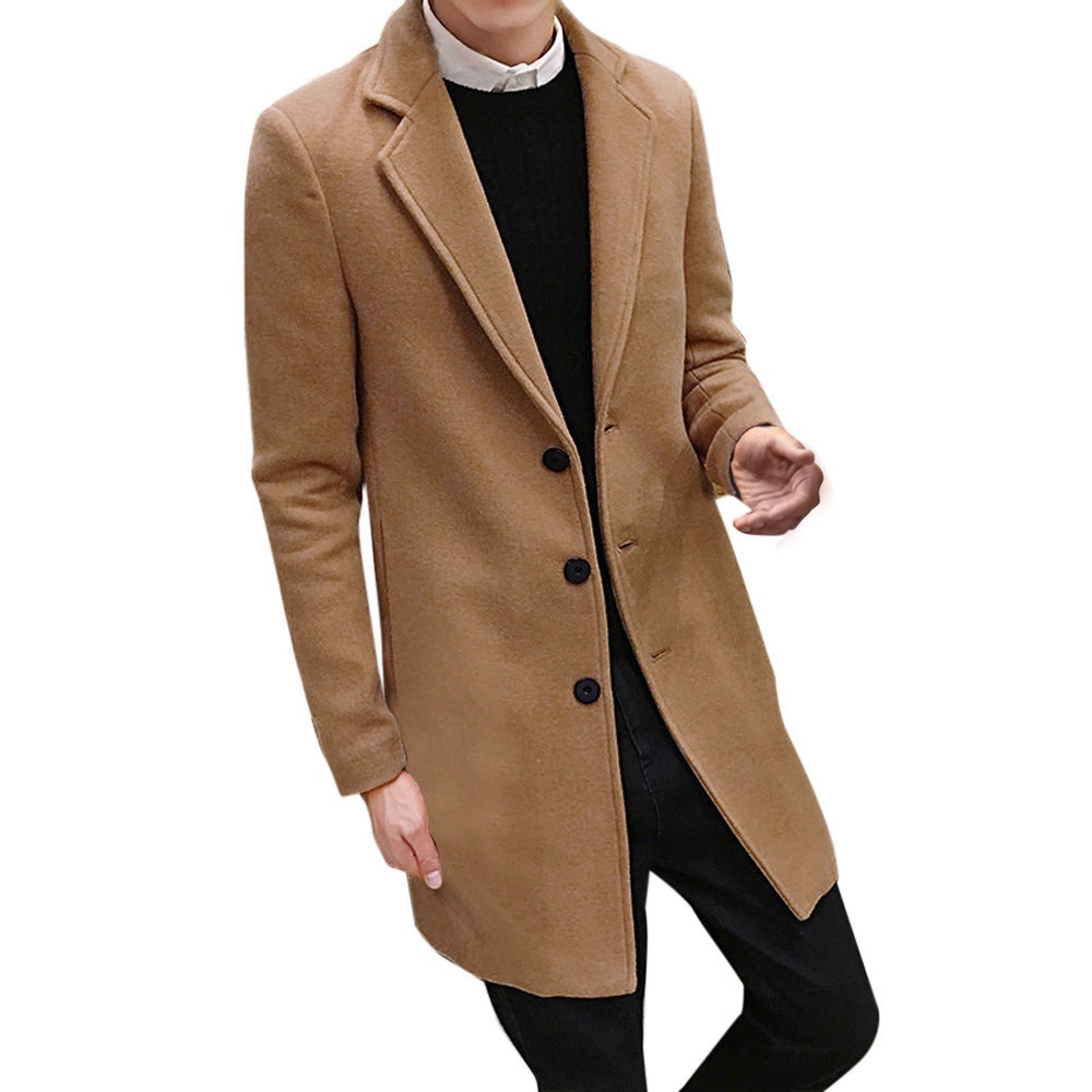 Heren warme winter wollen jas heren formele enkelrijs jas lange wollen jas bovenkleding erkek cocuk mont mantel heren 5