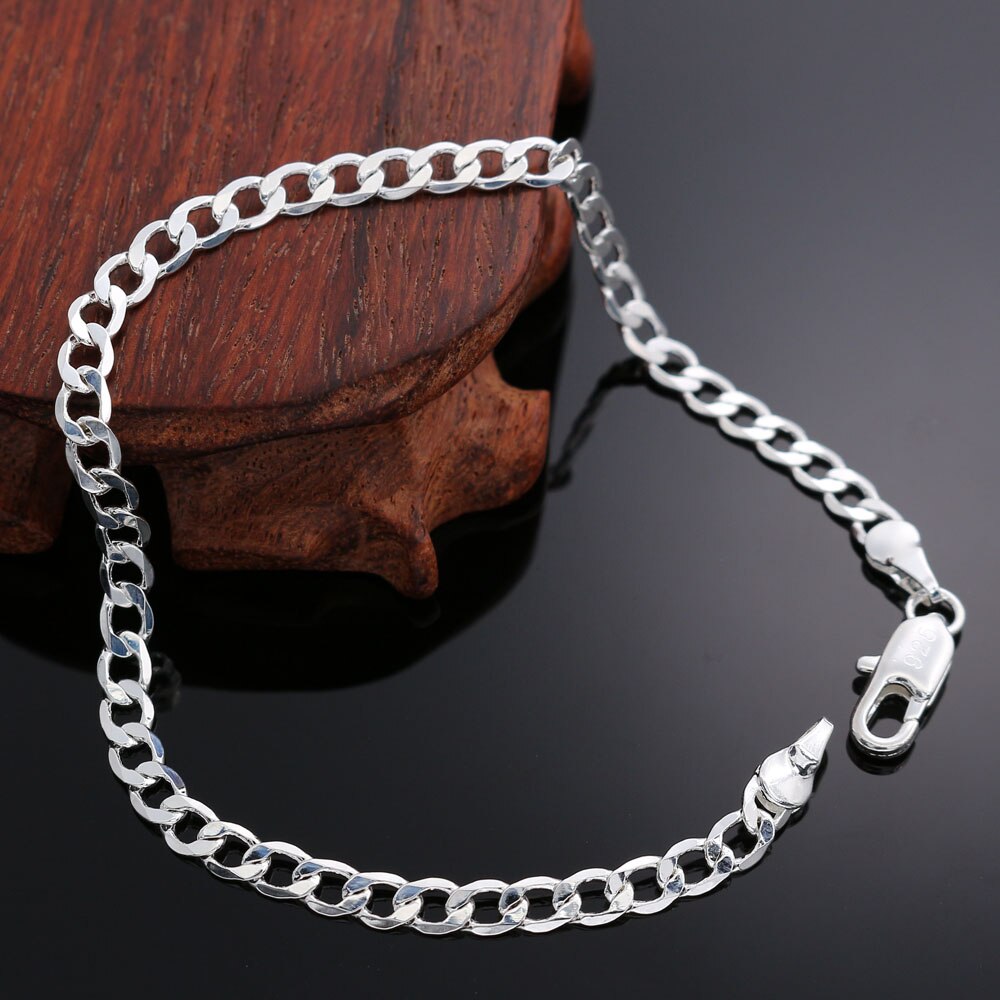 925 silber Gold farbe exquisit 10mm kette männer frauen Kette edle hochzeit Armbinde charme hochzeit geburtstag einige stil: LH075 4MM Breite