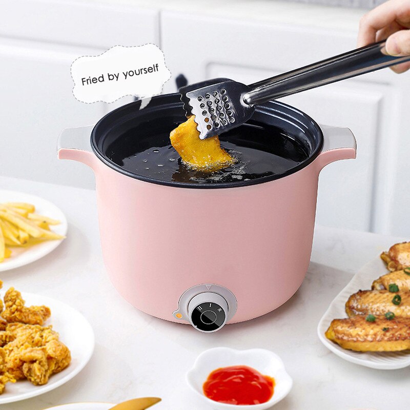 600W 1.5L Multifunction Stainless Steel Electric Cooker Noodles Pots Rice Cooker Samll 1-2 People Frying Soup Pots Rice Cooker