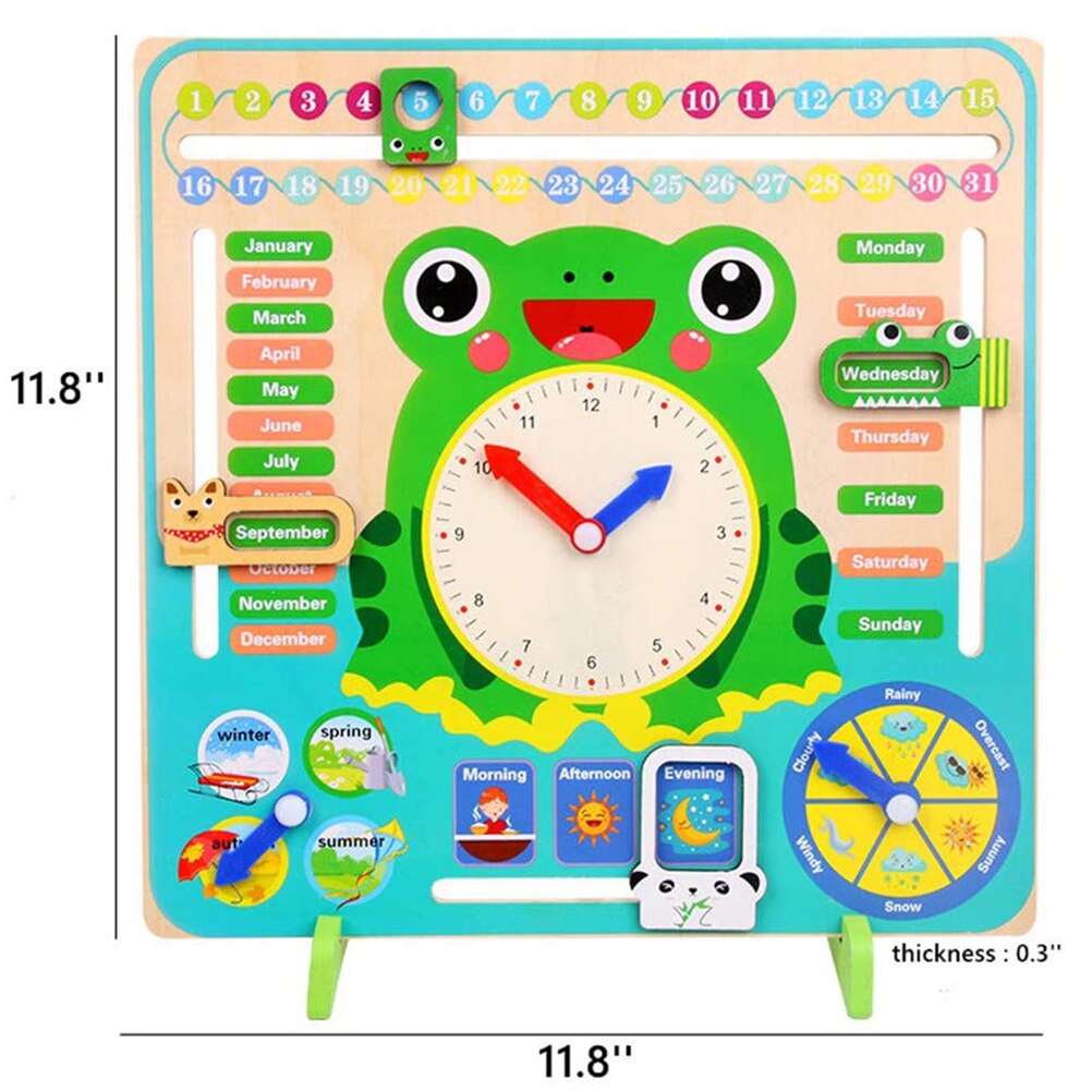 Calendario de madera para niños, tablero, reloj, juguete, educación preescolar, aprendizaje, tiempo cognitivo, temporada, juguete educativo,