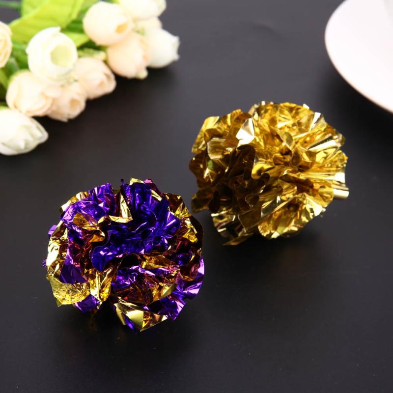 6/12/24Pcs Cat Toy Mylar Balls Colorful Ring Paper Shiny Crinkly Balls Sound Toys for Cat Kitten Interactive Ring Paper Ball