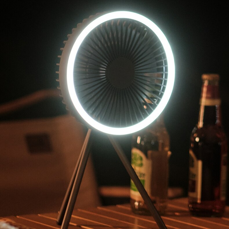 Standing Tripod Fan Outdoor Camping Hanging Fan Dual-use Portable Fan light Home charging small ceiling Fan