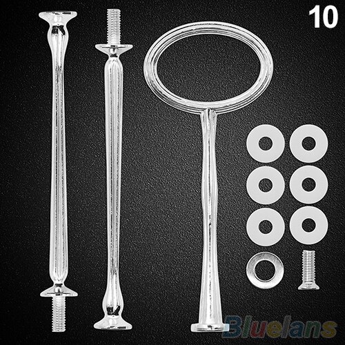 1 set tårtfatstativ multistyle 2/3- vånings tallrikhandtag passande hårdvara stavverktyg tårtfatställ bröllopstårta: Silver oval