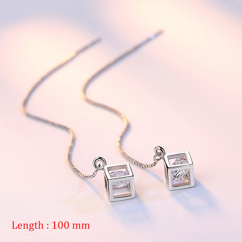 Pendientes colgantes con borlas y cadena de estilo Simple para mujer, aretes largos, accesorios de línea de perforación, Mini joyería fina a la para las orejas: Rojo óxido