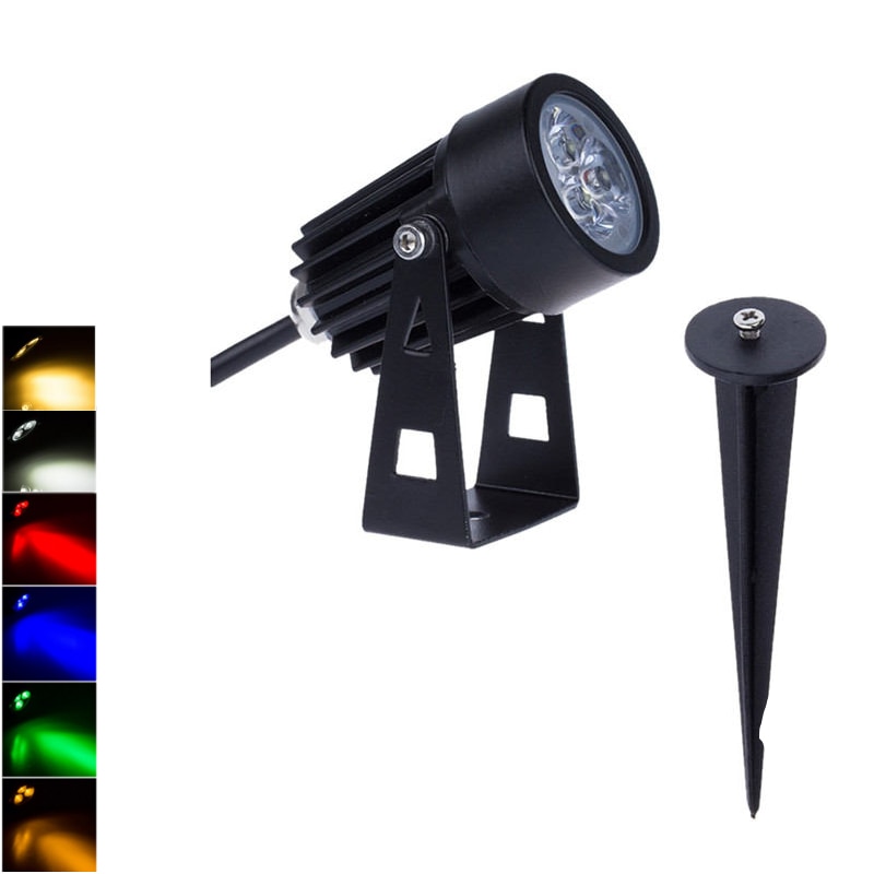 Lampe de paysage imperméable avec pic, spot lumineux d'extérieur, idéal pour un jardin, un sentier ou un sentier, 12/3W, LED V, 220V
