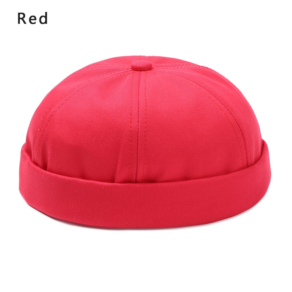 Sombrero Brimless para hombres y mujeres, capó ajustado de algodón, gorra de Skullcap roja pequeña juvenil, gorra sin visera negra para verano, boina de reloj marinero Docker: red