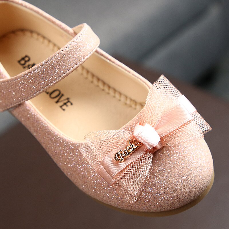SKHEK Flowers Children Toddler Baby Little Girl Kids Sequins Dress Shoes For Girls School Black Party And Wedding Leather Shoes