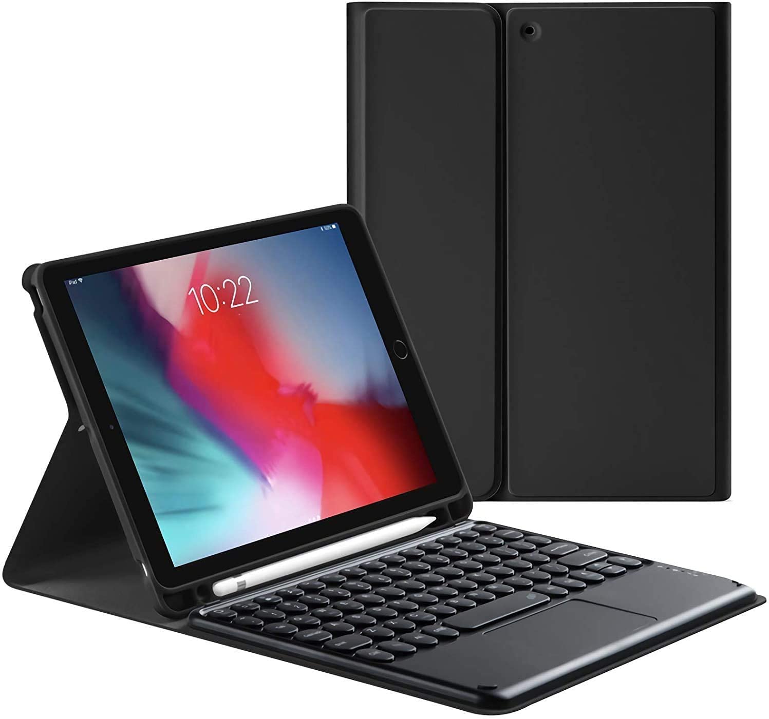 Touchpad Toetsenbord Case Voor Ipad Air4(4th Gen) Trackpad Verlicht Toetsenbord Voor Ipad 10.9 Inch Air 4 Leather Cover: Black