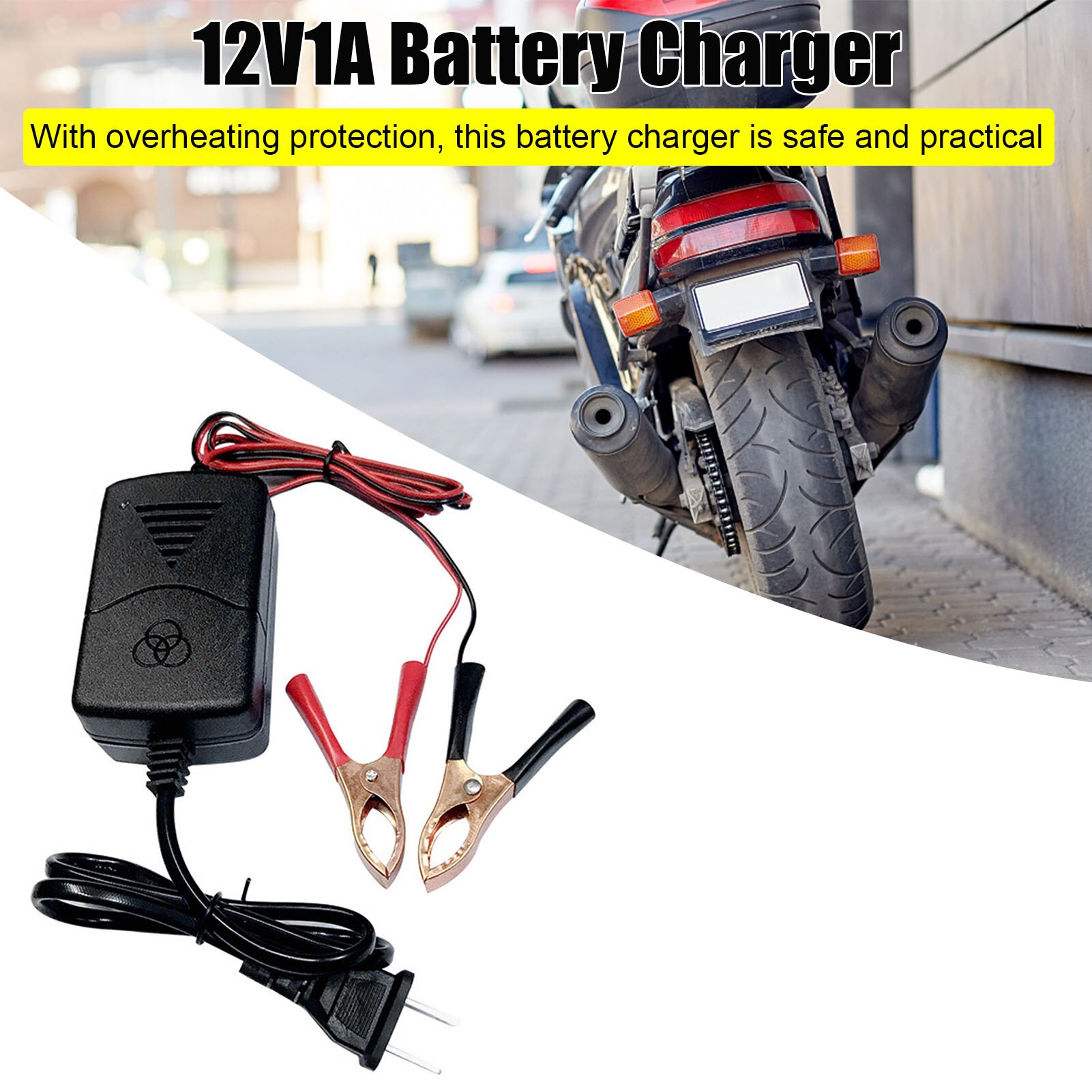 Car Battery Charger 12V 1A Battery Charger Maintainer Amp Volt Trickle Quick Charge For Car Truck Motorcycle Battery Charger