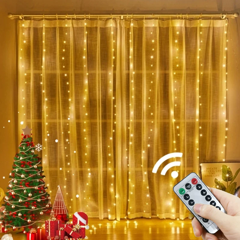 Led Gordijn String Lights Slinger Festival Kerst Decoratie Usb Afstandsbediening Bruiloft Sprookjesachtige Verlichting Voor Slaapkamer Huis