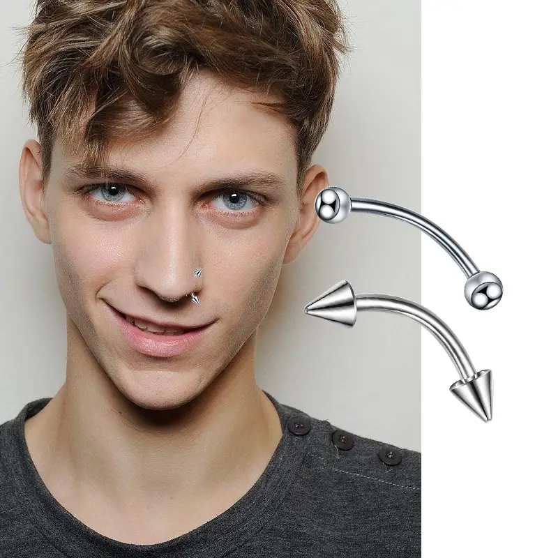 30 Uds. Anillos para Piercing de cejas de acero inoxidable para mujeres y hombres, barra curva, anillo para labio, cartílago, Daith Helix Rook, joyería