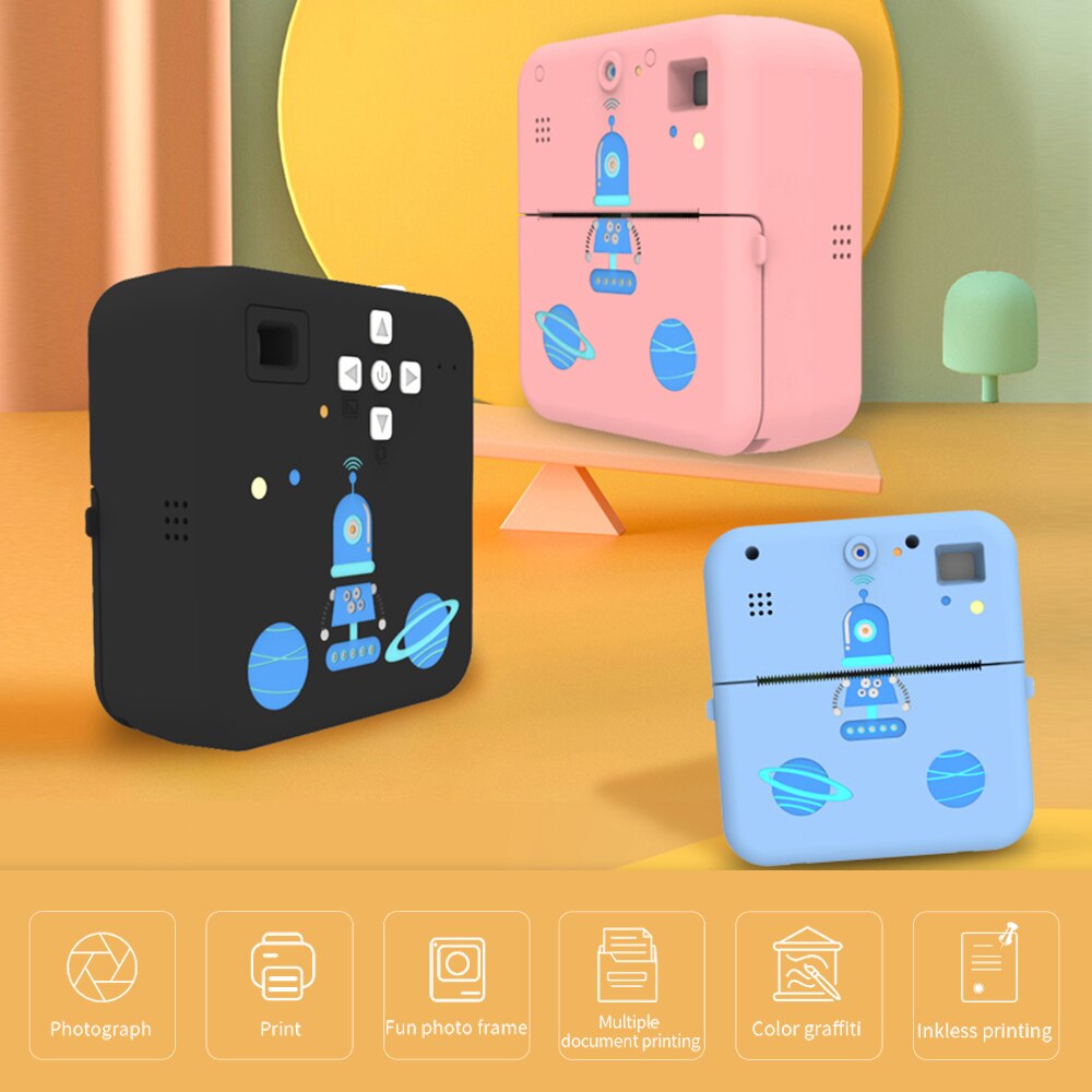 Mini stampante fotografica stampante termica per etichette Wireless 1080P fotocamera per stampa istantanea con carta per stampante a 3 rotoli per promemoria di lavoro della lista di viaggio