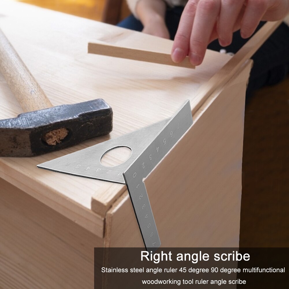 Stainless Steel Angle Ruler Protractor 45 90 Degree Measuring Marking Gauge Woodworking Carpenter Tools Ruller
