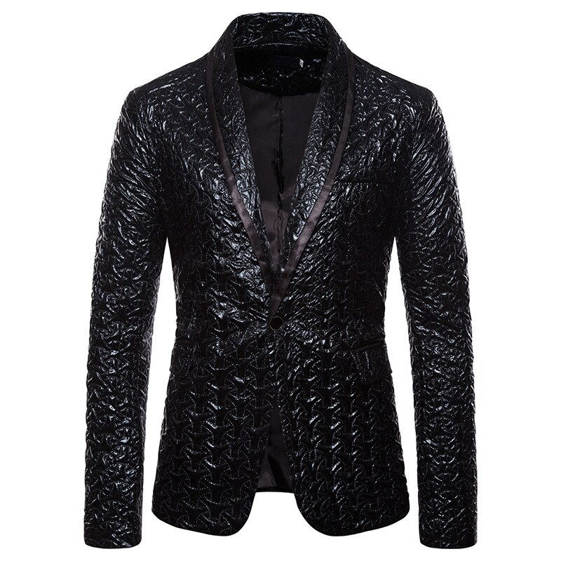 Shiny Gold Glitter Suit Jacket Men Shawl Collar One Button Blazer Jacket Mens Party Wedding Stage Groom Prom Dress Blazers Coat