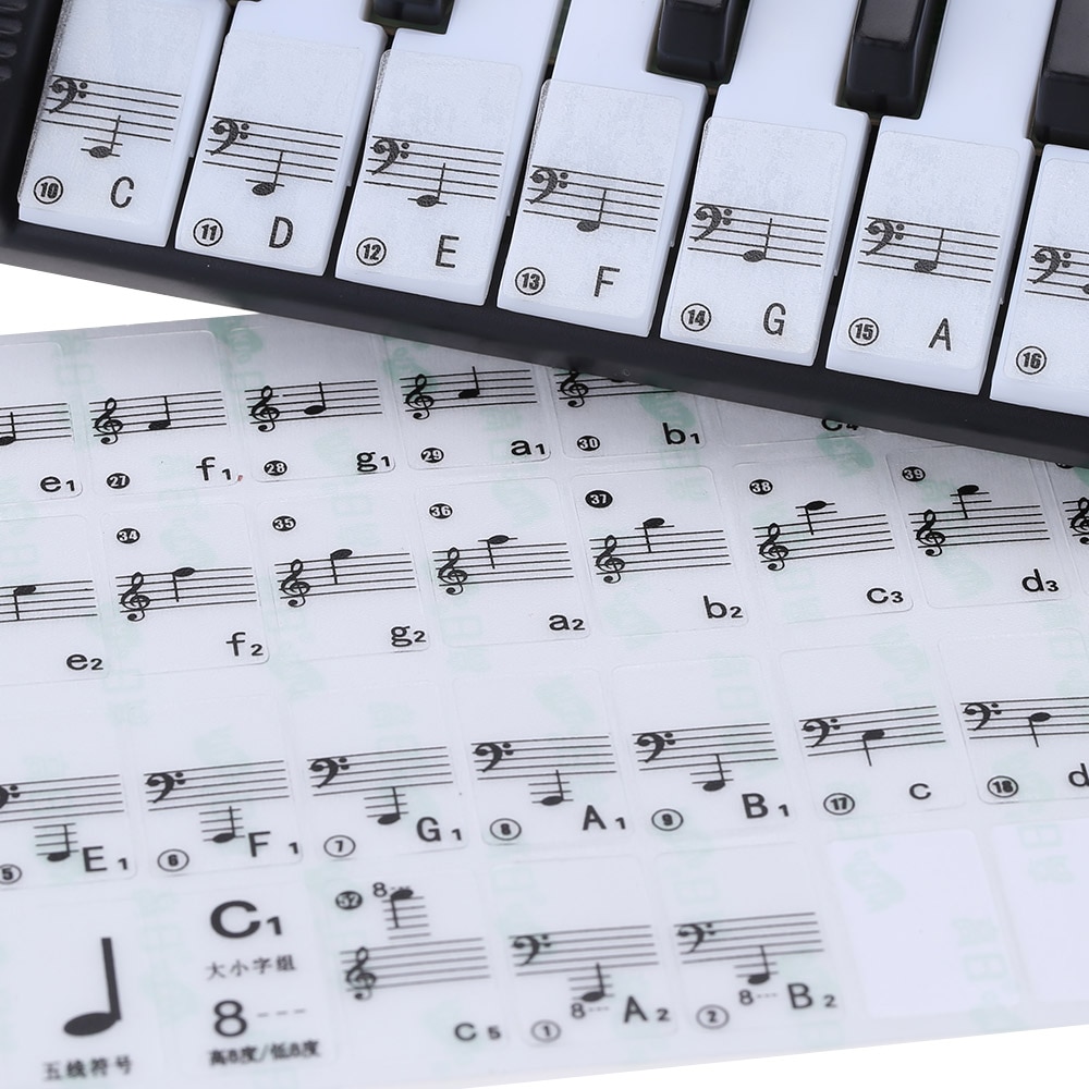 Transparante 49/ 61/ 88 Toetsen Elektronische Piano Toetsenbord Stickers Piano Key Sticker Midi Keyboard Stave Note Sticker Voor witte Toets