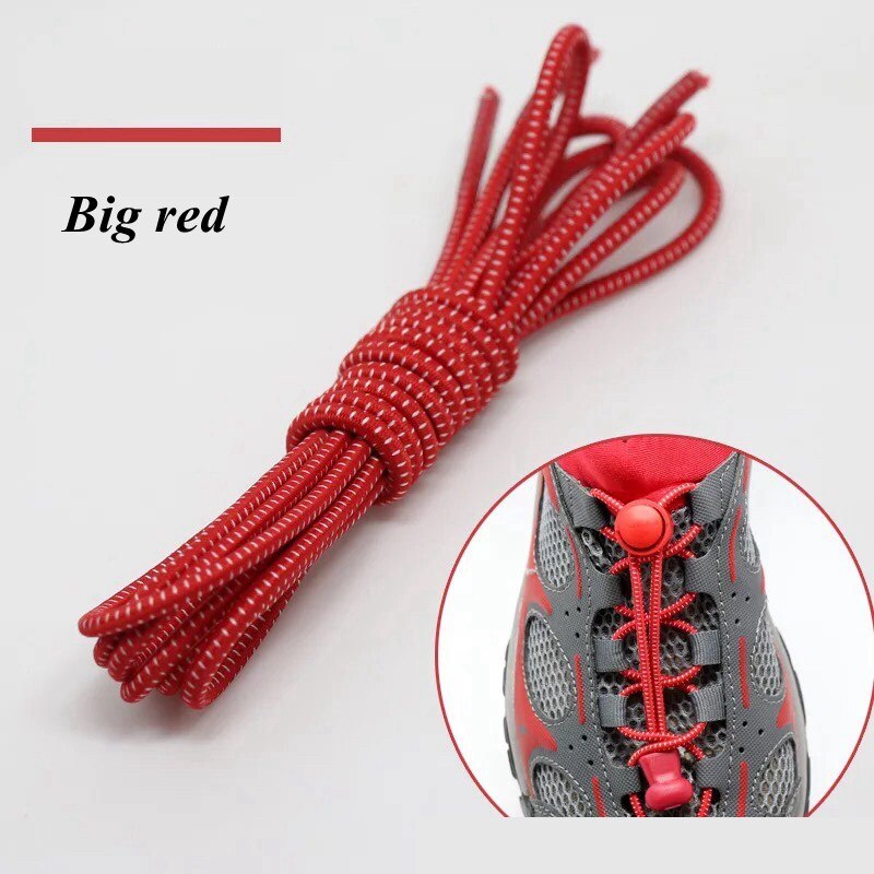 1 Paar Elastische Veters Ronde Locking No Tie Schoenveters Kids Adult Quick Lui Veters Rubber Sneakers Schoenveter 22 Kleuren: Big red