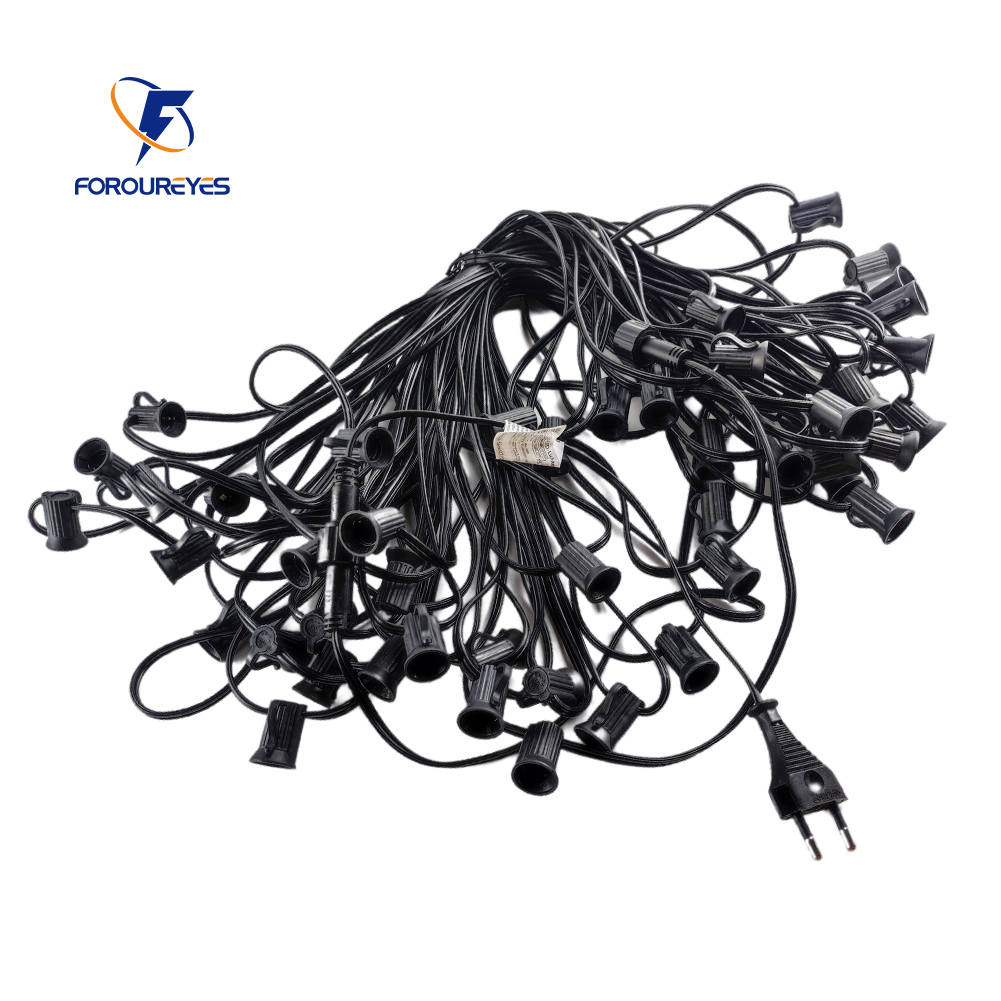 25ft 50ft 100ft Luci della stringa Anello per appendere incorporato Base E12 Nero per esterni per Natale Esterno Patio Globo Matrimonio decorativo