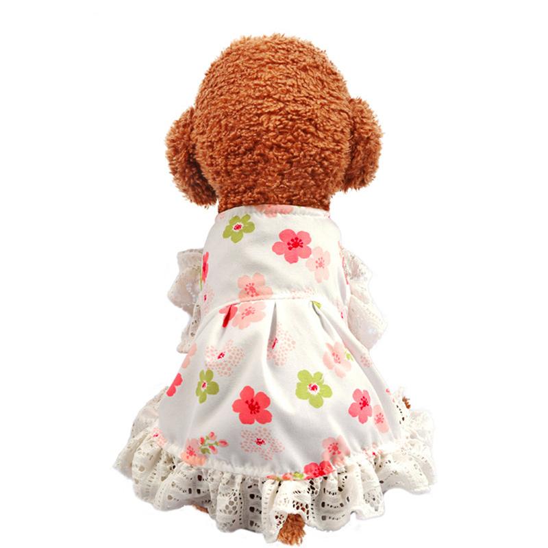 Hundetøj behagelig kæledyrsblonder kjole blomstermønster indretning kjole foto rekvisitter kostume til bamse hjem cosplay bryllup