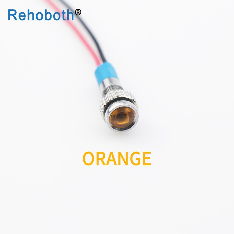 LED Metall dot signal licht mit draht 6mm 220V wasserdicht Signal lampe rot gelb blau grün weiß Anzeige licht: Orange-220V