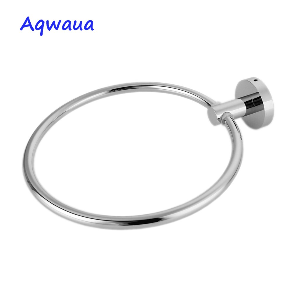 Aqwaua baderomshåndklering håndkleholder rund håndklestativ baderomstilbehør hel messing kropp krom håndkle hånddusj