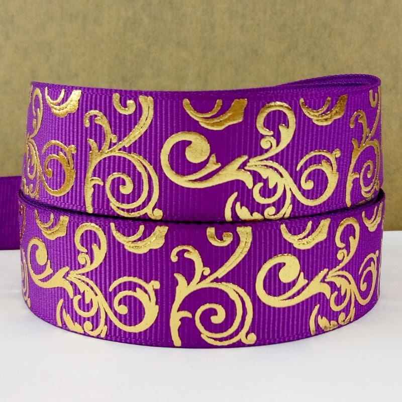 50 yard gold swirl foil printed grosgrain ribbon sp-G-38: 9