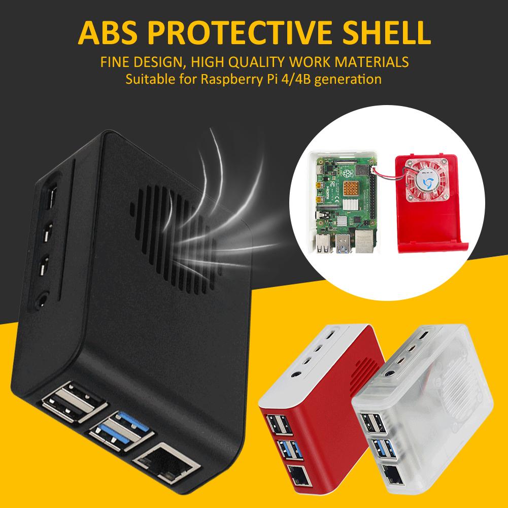 ABS Beschermende Shell Voor Raspberry Pi 4 Behuizing Glare Fan Eenvoudige Kleur Beschermende Gesp Case Voor Raspberry Pi 4 8.5*5.5*2.5CM