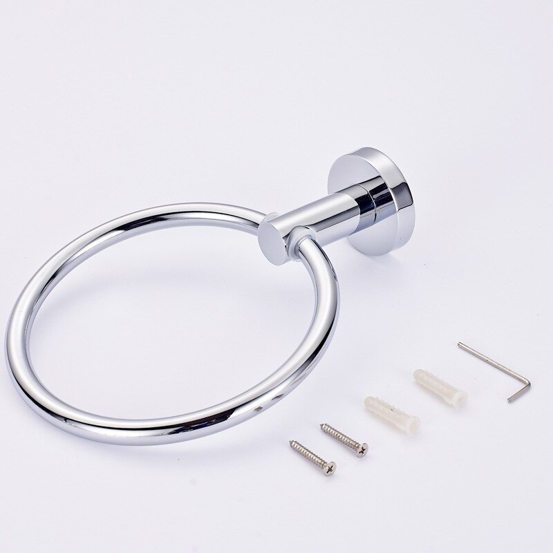 Perforatie-Gratis Rvs Handdoek Ring Houder Muur Gemonteerde Badkamer Huishouden Bad Handdoeken Anneau De Serviette