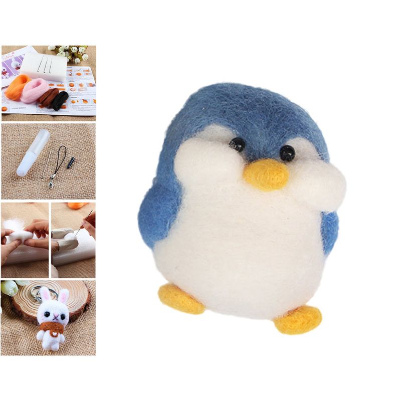 Penguin Wool Felt Craft DIY Unfinished Poked Handcraft Kit Material Bag Pack Handmade Key Chain: 2