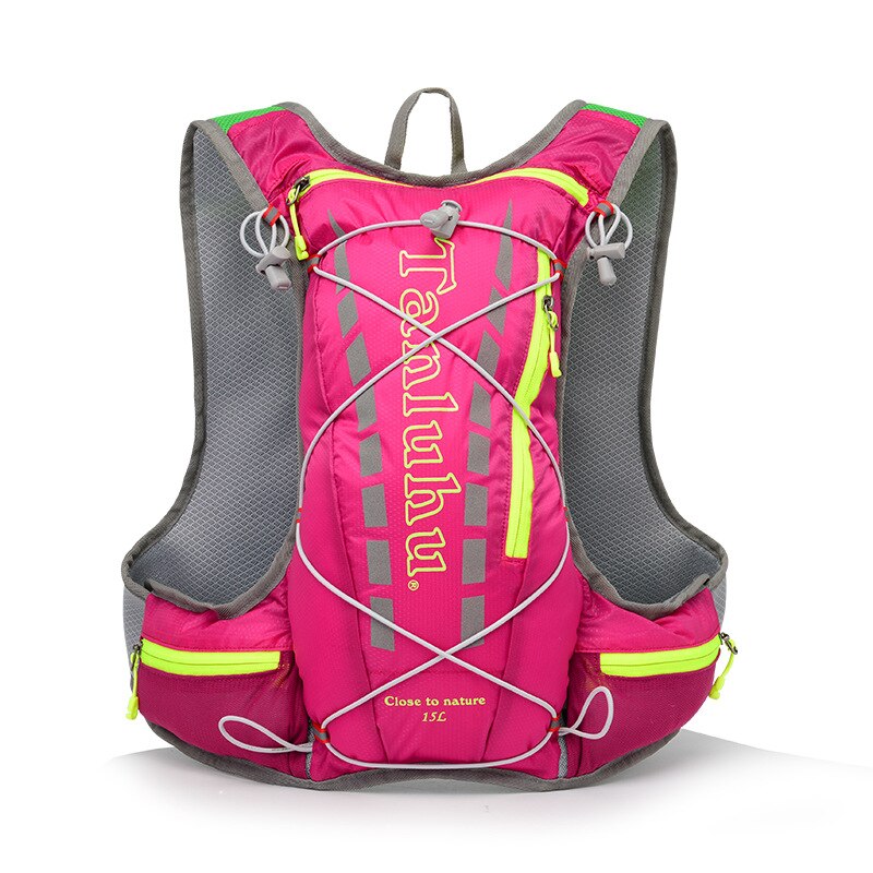Cross Border Off-road Run Backpack Men And Women Ultra-Light Marathon Water Bag Vest Outdoor Sports Running 10L: Rose red