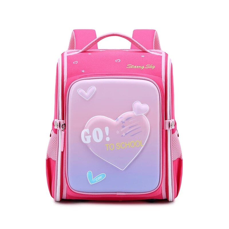 Top Shark School Bags for Boys Primary Backpacks Grade 1 Girls Pink Princess School Backpacks for Kids Mochila Infantil: rose heart