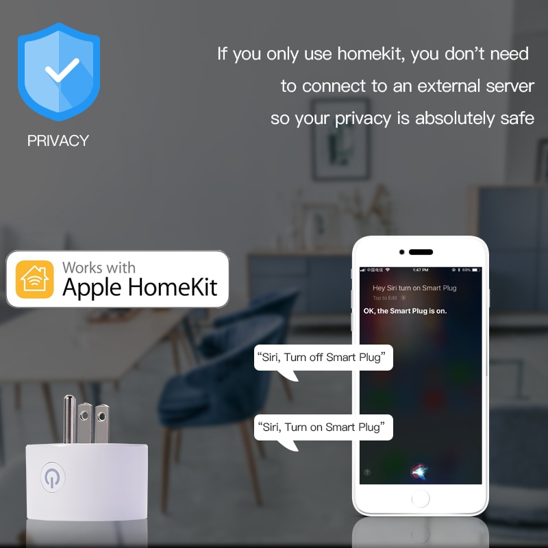 AiYaTo WiFi Smart Plug Socket Works with Apple HomeKit (iOS12 or +)Alexa/Google Assistant Timer No Hub Required FCC, DoHome