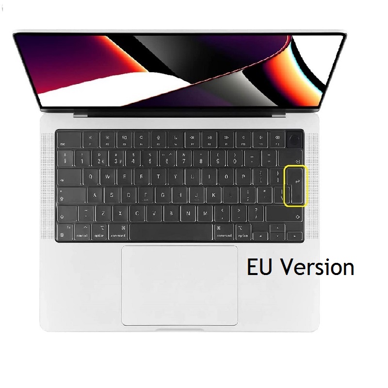 English Black Laptop Cover for Macbook Pro 14 in M1 Chip A2442 US EU Keyboard Cover Silicon For Macbook Pro 14 A2442 Skin: EU-Clear
