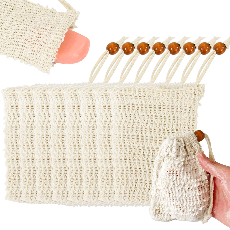 5–50 Stück natürliche Sisal-Seifenbeutel, Duschbad, Peeling-Seifenschoner, Beutelhalter für Bad und Dusche, Seifenverpackung, Netzbeutel
